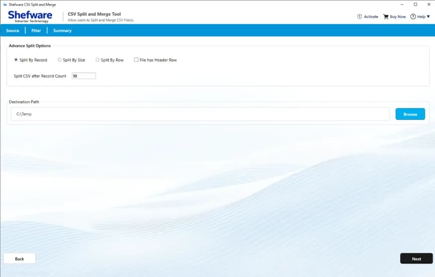 Shefware CSV Split Tool