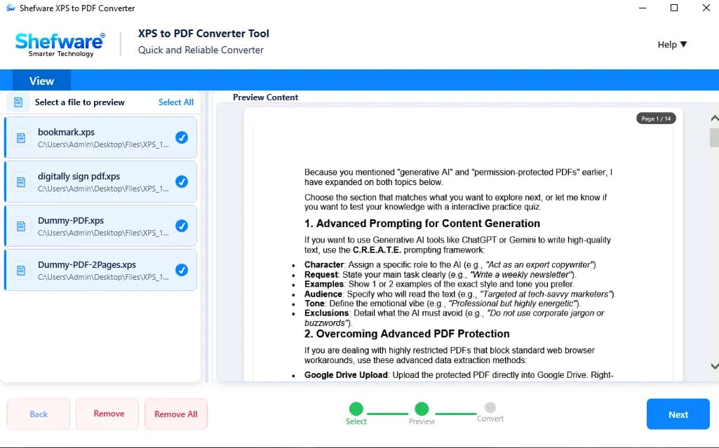 Shefware XPS to PDF Converter