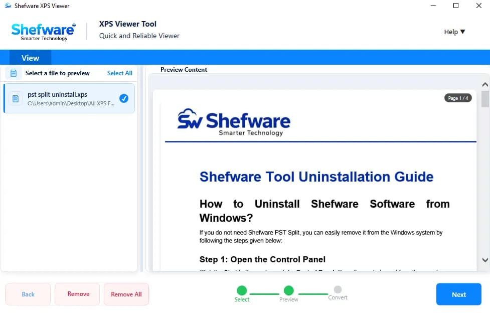 Shefware XPS Viewer Tool