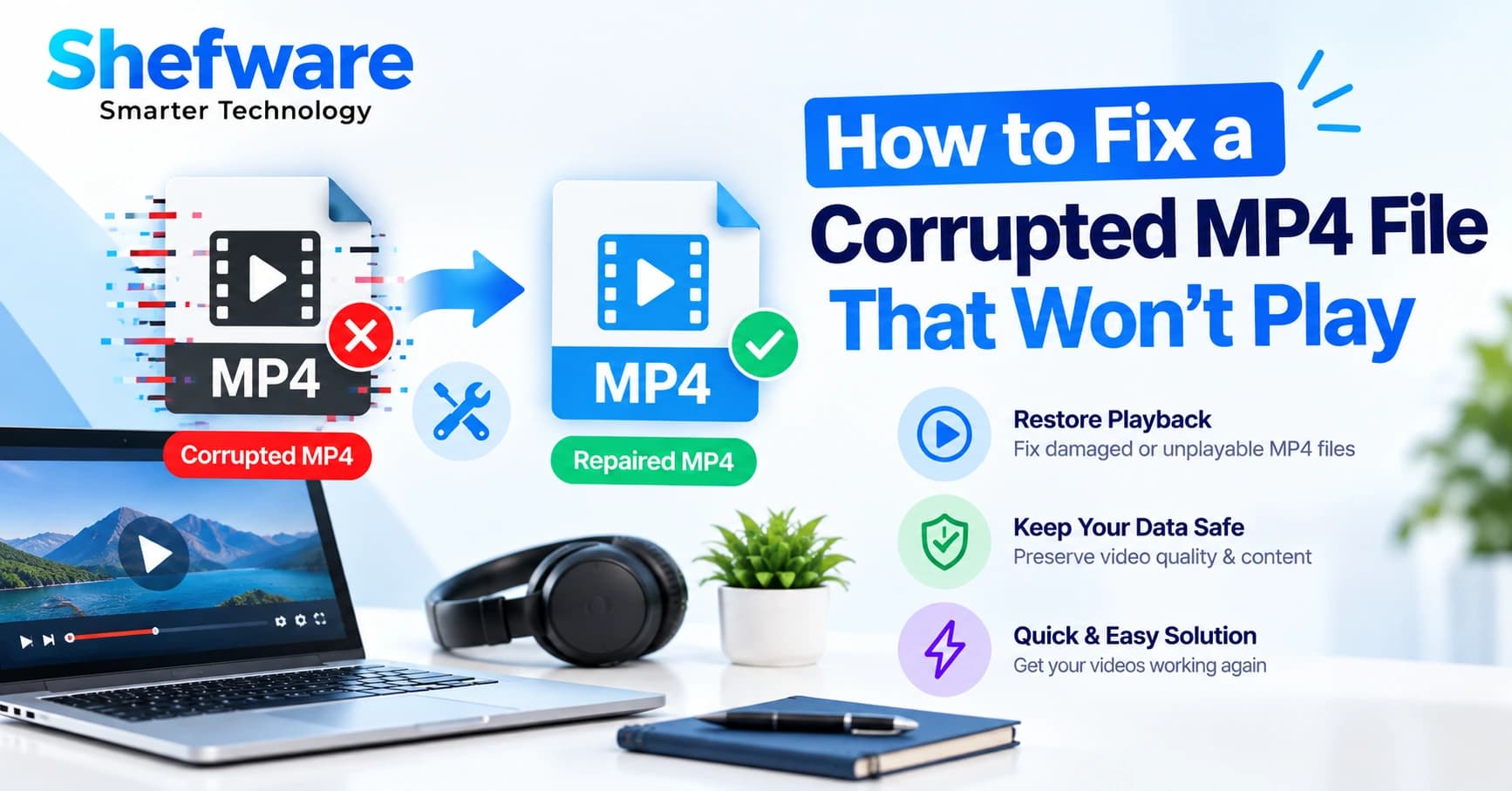 corrupted MP4 file repair, how to fix corrupted MP4 file, MP4 video repair, corrupted video repair, MP4 file won't play, repair damaged MP4,