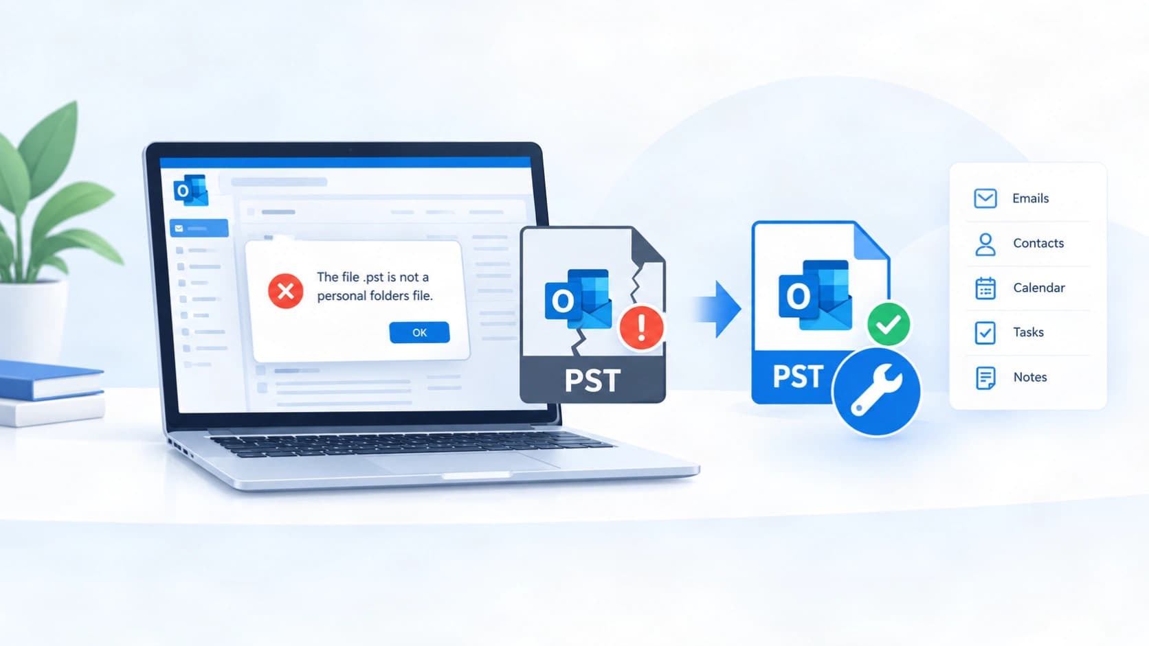  Outlook PST repair tool,repair corrupt PST file, Outlook data file cannot be accessed, PST file not a personal folders file, fix Outlook PST error, recover Outlook emails