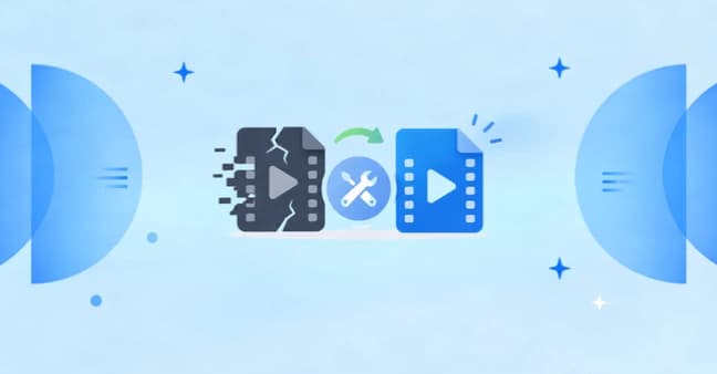 Online video repair tool transforming a corrupted video file into a fixed playable file