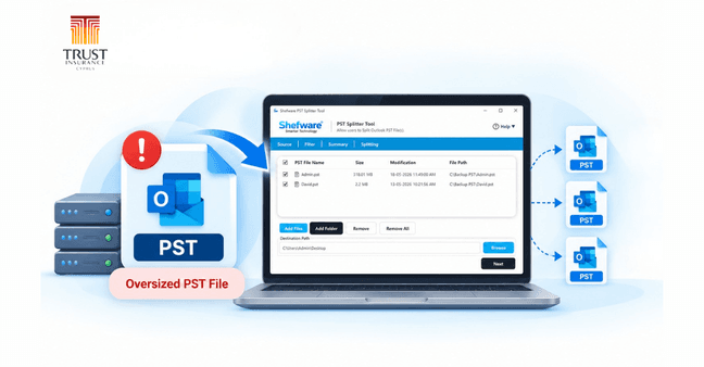 Shefware PST Split Tool, split large PST files, large Outlook PST archives, PST file management, split PST by date, split PST by year, Outlook archive management, PST file organization