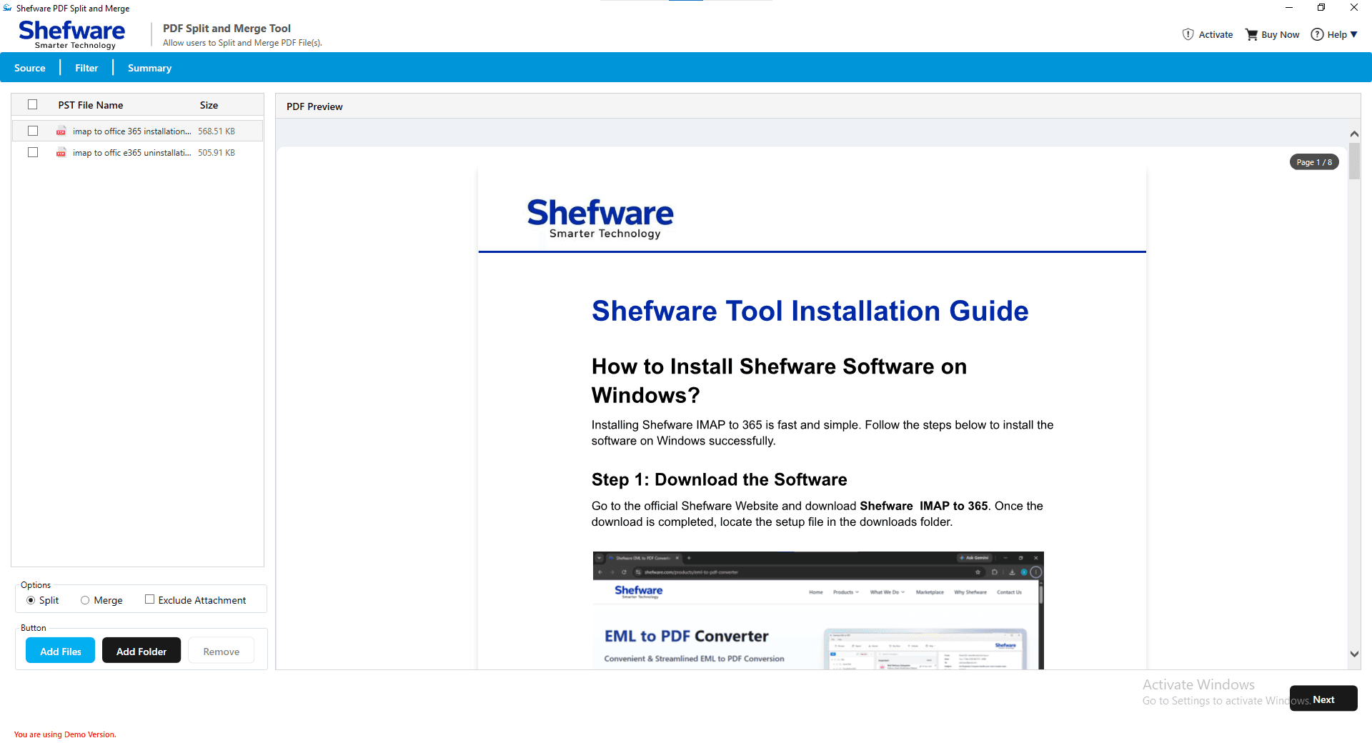 Preview PDF Files Before Splitting or Merging