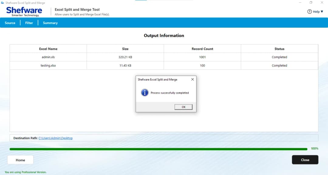 Excel Split Tool Process