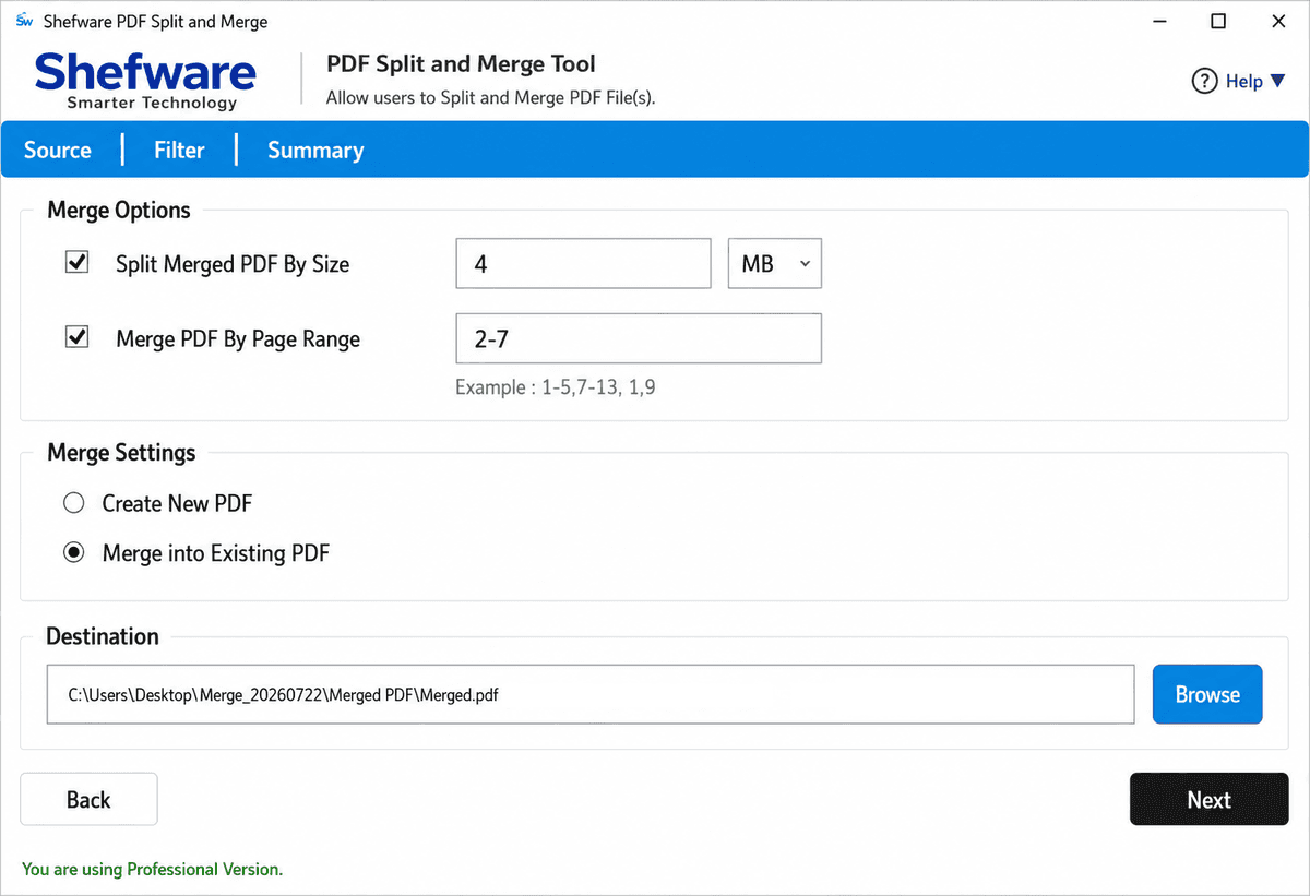 PDF Merge Feature Screenshot