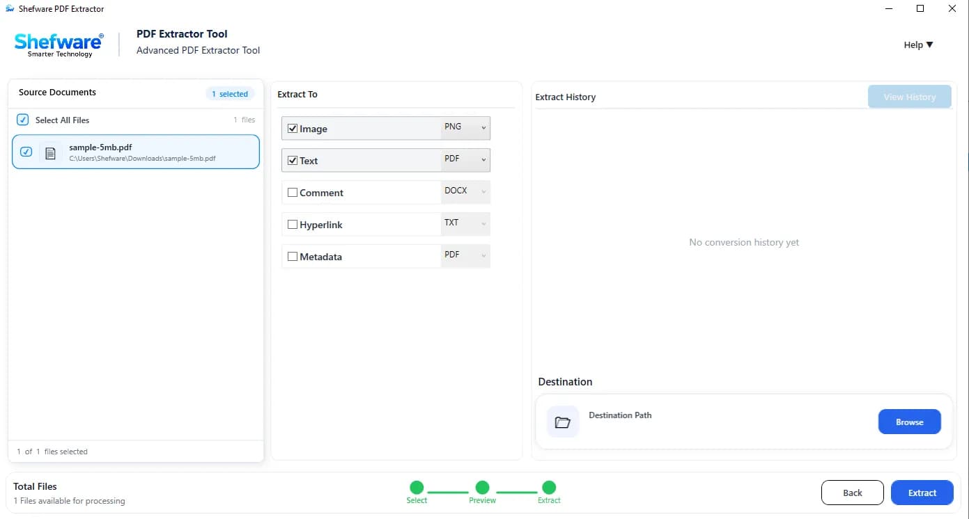 Shefware PDF Extractor Tool Highlights
