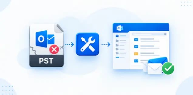 Outlook Inbox Repair Tool step-by-step guide to recover emails from a corrupted Outlook PST file