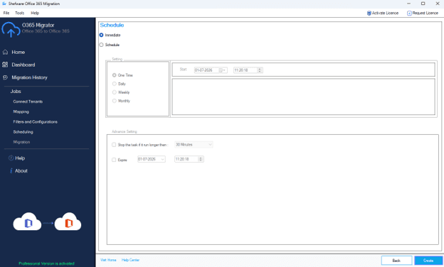 Schedule & Start Migration