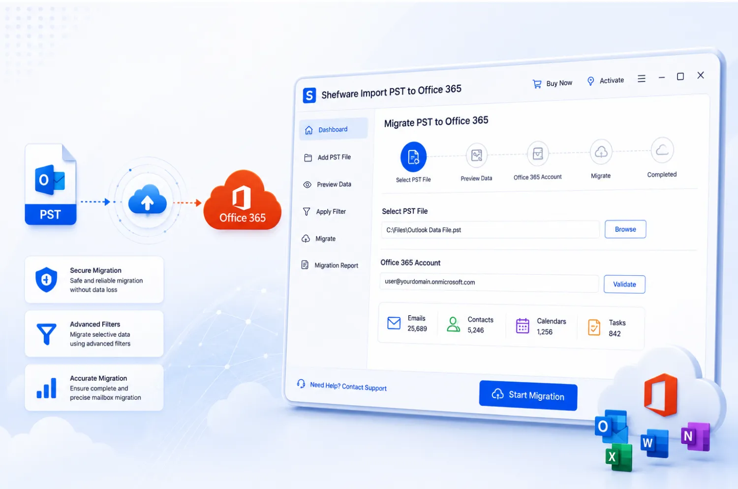 Shefware Import PST to Office 365